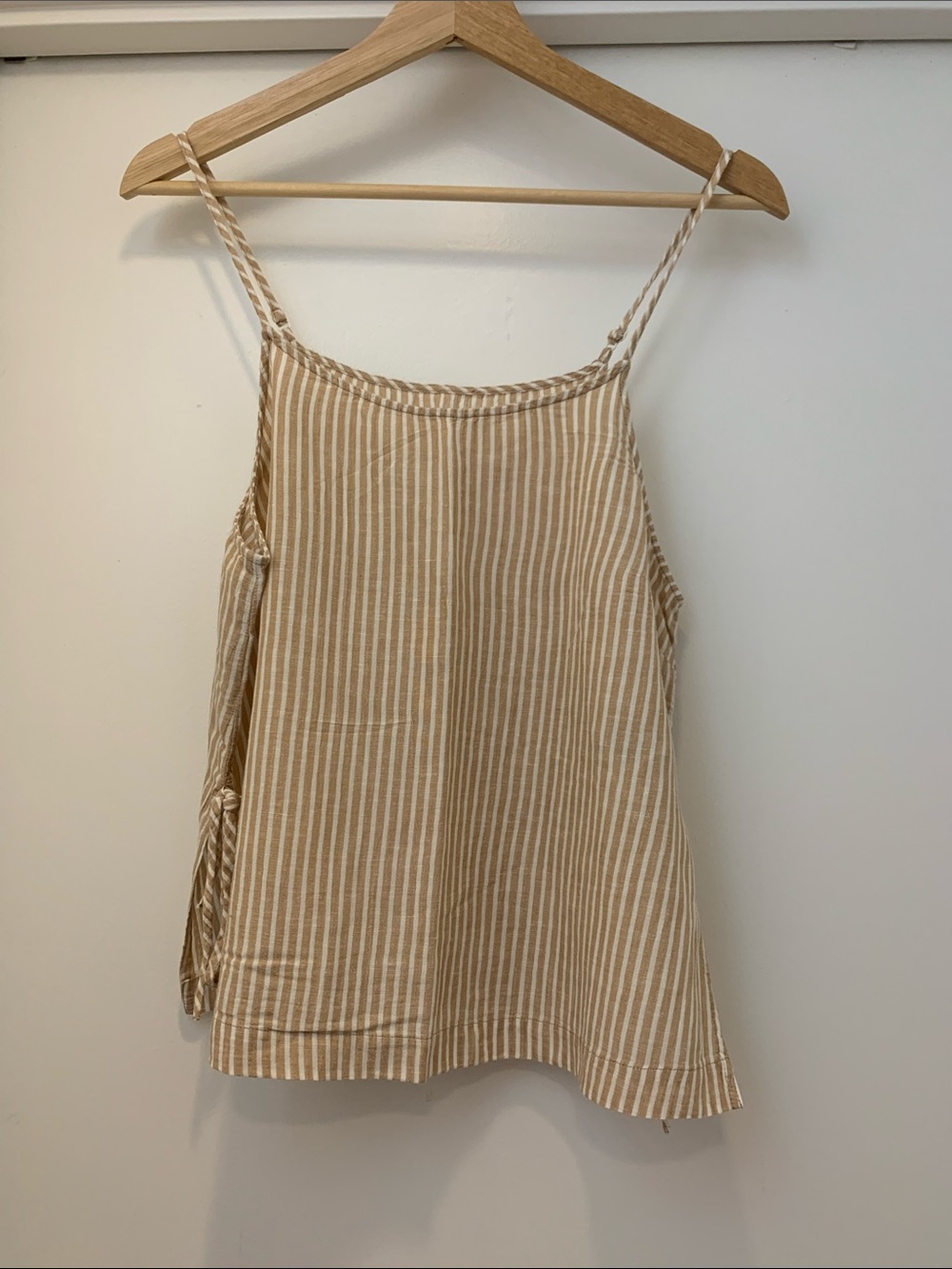 Striped Tan & White Braided-strap Camisole